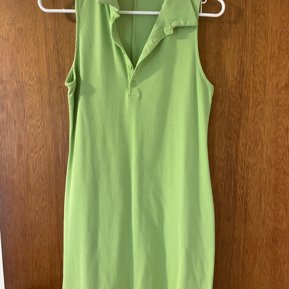 Sleeveless Green Polo Dress Y2K style 90s